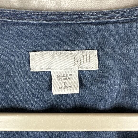 J.Jill‎ Denim Chambray Tunic Dress Women's Large Embroidered with Pockets (0918) - Picture 2 of 13